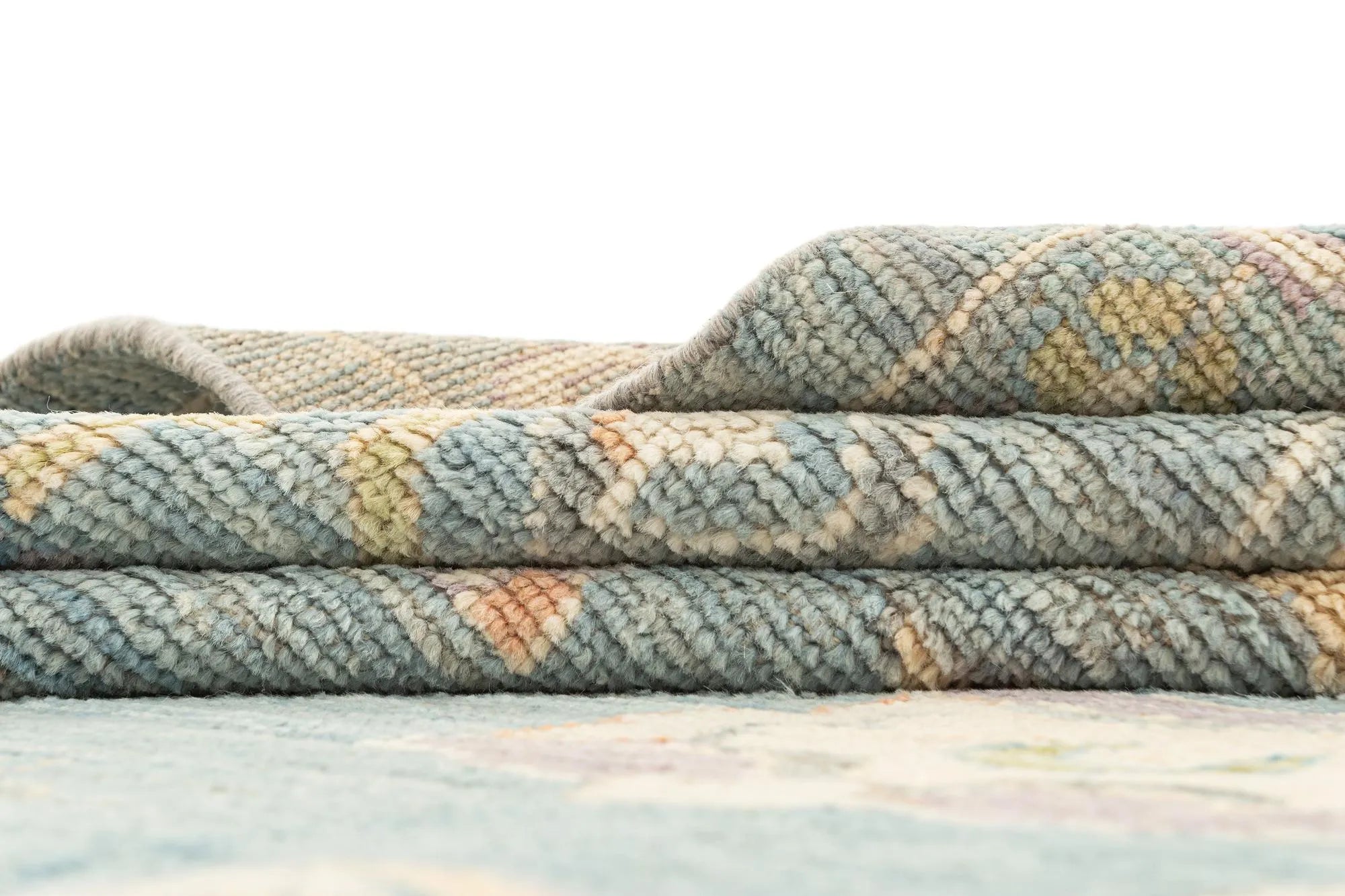 Cerulean Frost Oushak Hand-Knotted Wool Carpet | Handcrafted in India