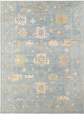 Cerulean Frost Oushak Hand-Knotted Wool Carpet | Handcrafted in India
