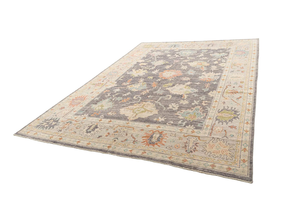 Chestnut Brown Oushak Hand-Knotted Wool Carpet | Handcrafted in India