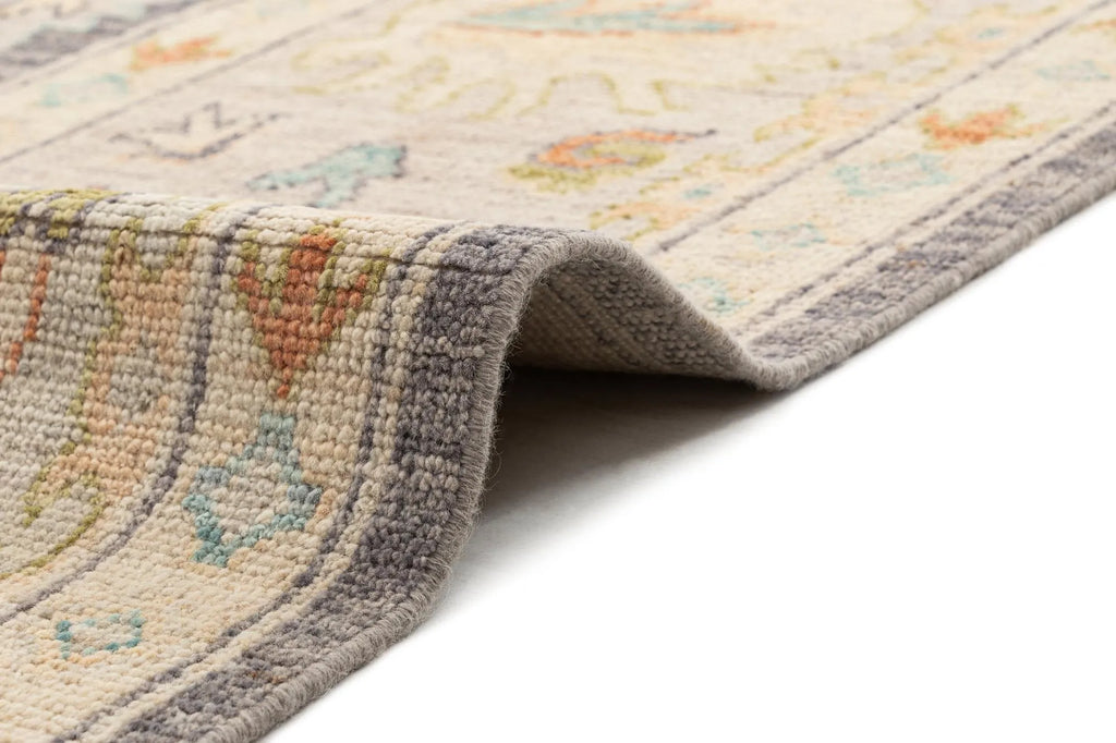 Chestnut Brown Oushak Hand-Knotted Wool Carpet | Handcrafted in India