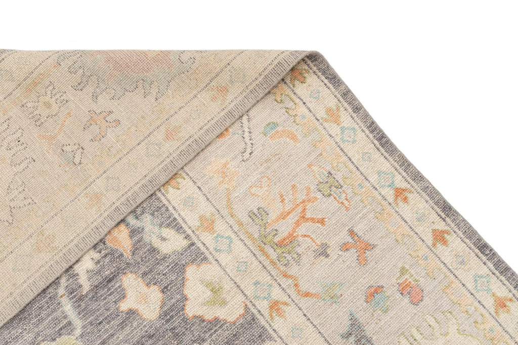 Chestnut Brown Oushak Hand-Knotted Wool Carpet | Handcrafted in India