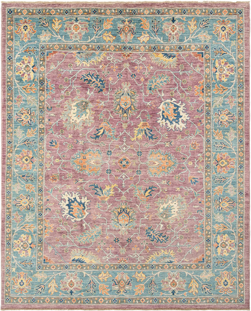 Fallen Blossoms Color Oushak Hand-Knotted Wool Carpet | Handcrafted in India