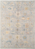Dusty Sky Blue Oushak Hand-Knotted Wool Carpet | Handcrafted in India