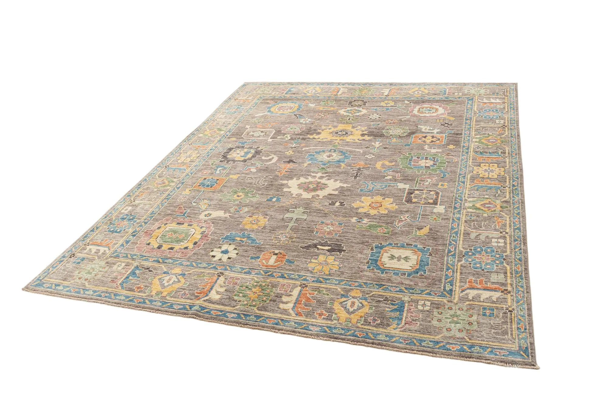 Rosy Brown Oushak Hand-Knotted Wool Carpet | Handcrafted in India
