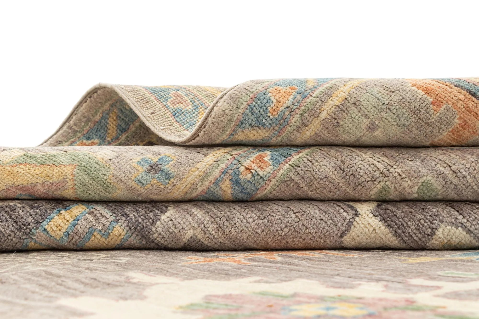 Rosy Brown Oushak Hand-Knotted Wool Carpet | Handcrafted in India