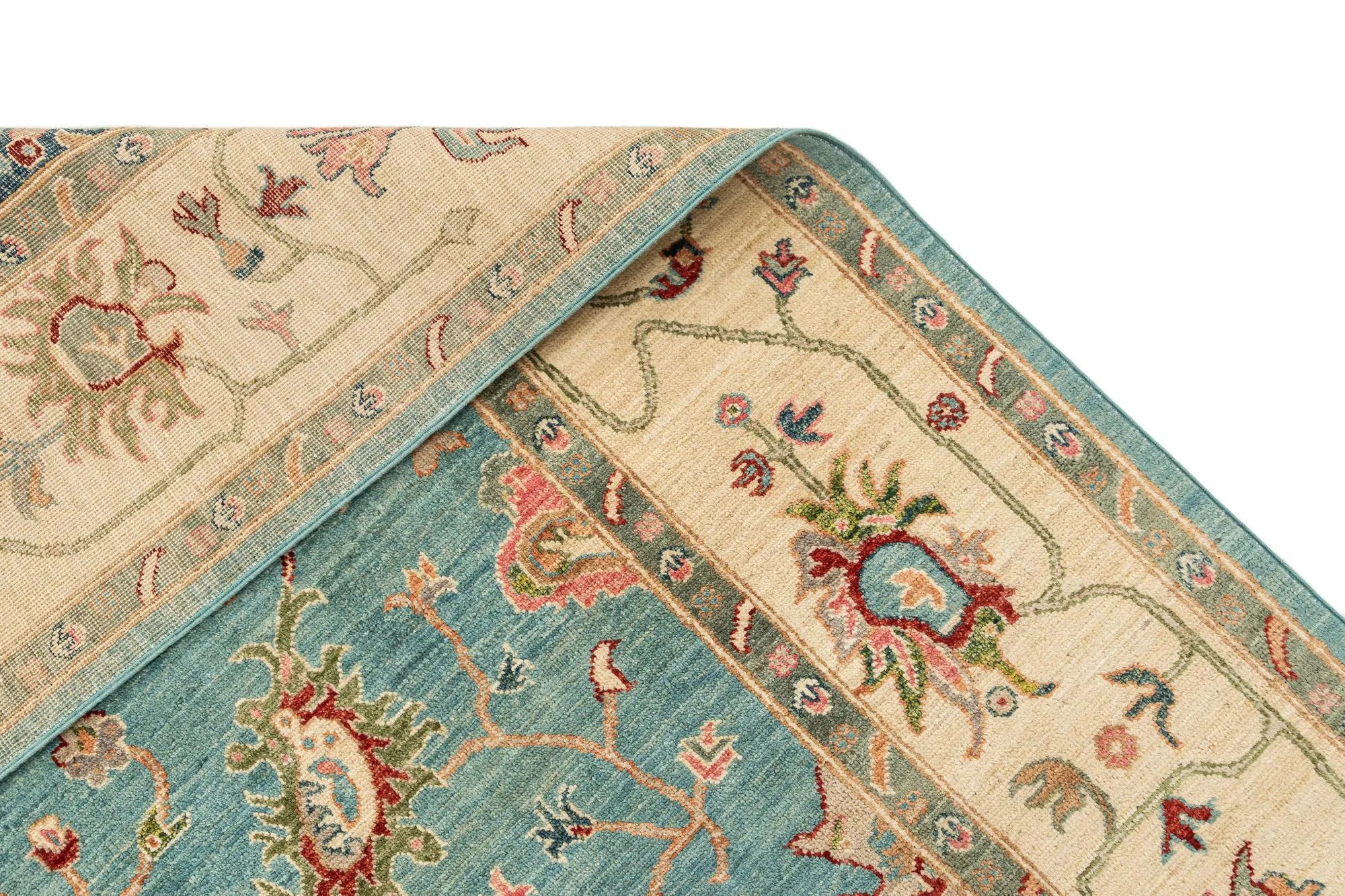 Stone Blue Oushak Hand-Knotted Wool Carpet | Handcrafted in India