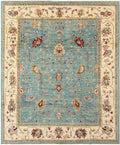 Stone Blue Oushak Hand-Knotted Wool Carpet | Handcrafted in India