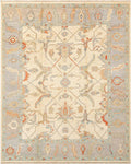Pale Gold Oushak Hand-Knotted Wool Carpet | Handcrafted in India