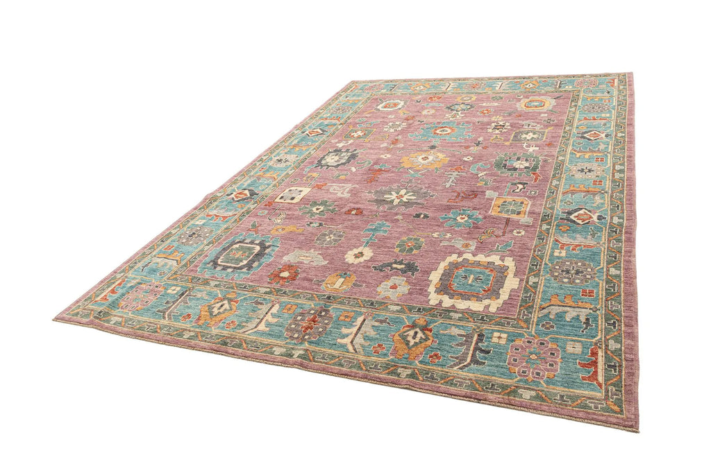 Fallen Blossoms Oushak Hand-Knotted Wool Carpet | Handcrafted in India