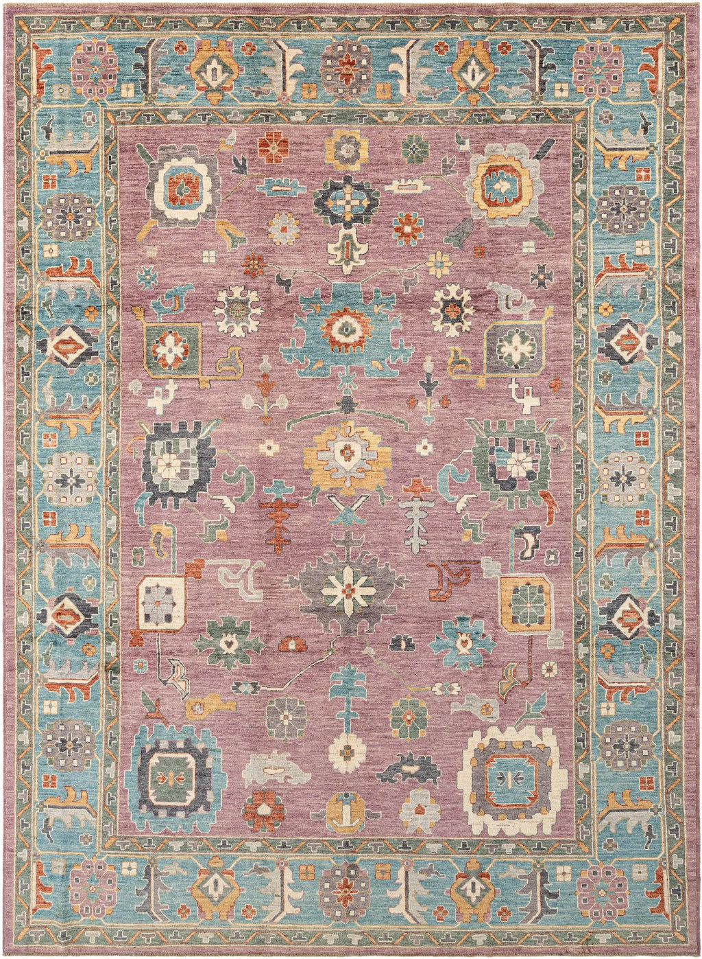 Fallen Blossoms Oushak Hand-Knotted Wool Carpet | Handcrafted in India