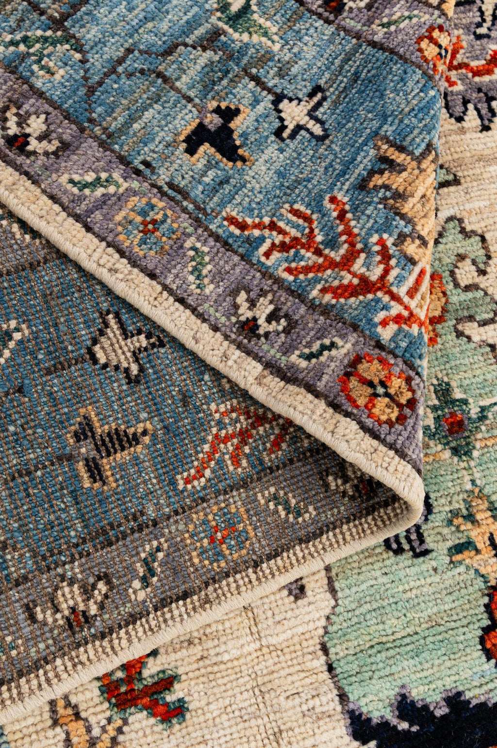 Cream Oushak Hand-Knotted Wool Carpet | Handcrafted in India