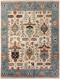 Cream Oushak Hand-Knotted Wool Carpet | Handcrafted in India