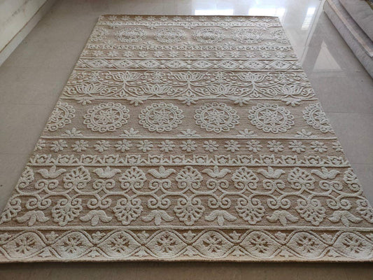 Ethno Loop Pile Wool Carpet & Rug